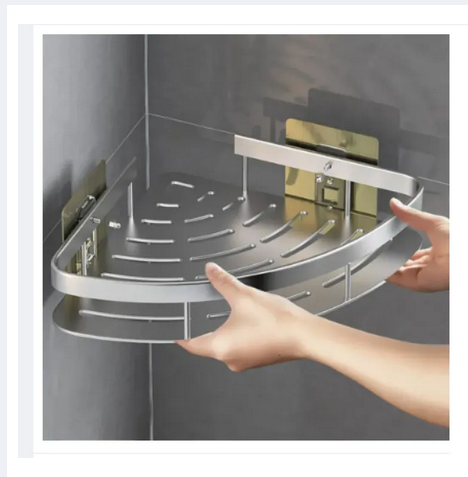 Picture of ত্রিভুজ কর্নার শাওয়ার শেল্ফ (2 টি আঠালো প্লেট সংযুক্ত) 1 পিস - bathroom corner shelf