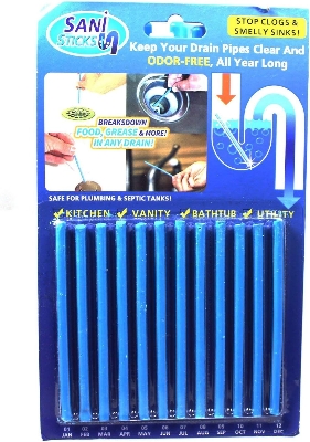 Picture of Drains And Pipes Clear And Odour Remover Sewer Sink Drain Cleaner Sticks 12 Rods