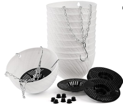 Picture of 5 Pack 6Inchi Metal Chain Hanging Planters Garden Self-Watering Flower Plant Pot Container