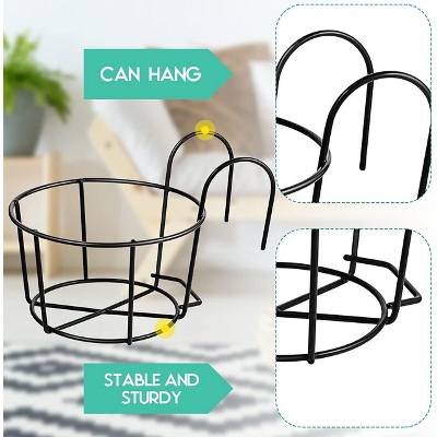 Picture of 8 Inchi Railing Planters Outdoor Balcony Planters Railing Hanging Black Railing Planter Metal Pot 1 PCS