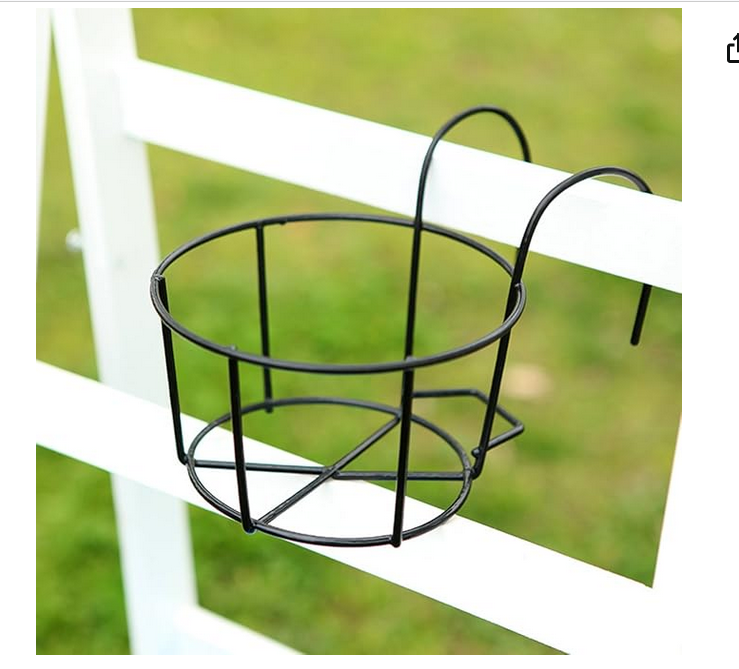 Picture of 8 Inchi Railing Planters Outdoor Balcony Planters Railing Hanging Black Railing Planter Metal Pot 1 PCS