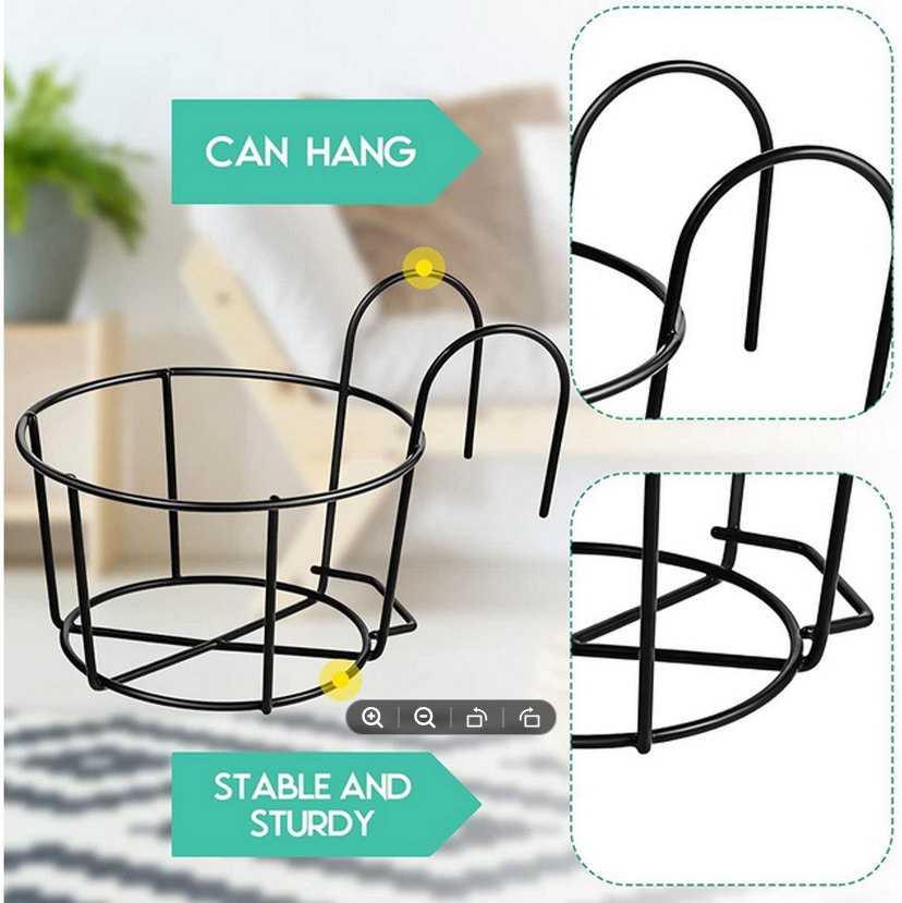 Picture of 8 Inchi Railing Planters Outdoor Balcony Planters Railing Hanging Black Railing Planter Metal Pot 1 PCS