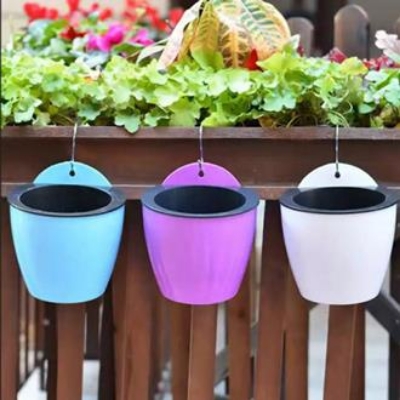 Picture of Self Watering Wall Hanging Vertical Planter Flower Pot 4 Inchi 3 Pcs Mix - Flower Tub