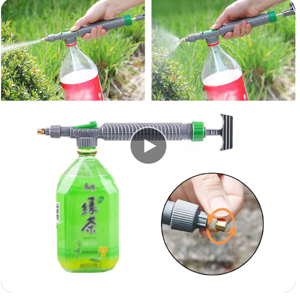 Picture of Garden Watering Tool High Pressure Air Pump Manual Sprayer Adjustable Drink Bottle Spray Head Nozzle