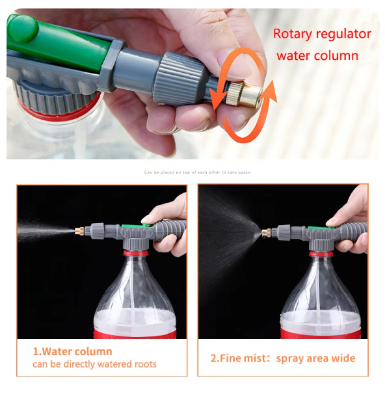 Picture of Garden Watering Tool High Pressure Air Pump Manual Sprayer Adjustable Drink Bottle Spray Head Nozzle