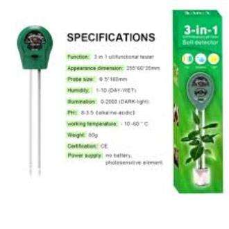 Picture of Soil pH Meter, 3-in-1 Soil Tester Kits with Moisture, Light and PH Test for Garden, Farm, Lawn, Farm, Plants, Herbs & Gardening Tools, Indoor/Outdoors Plant Care