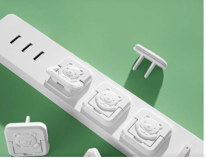 Picture of 5 Pcs Outlet Covers Baby Proofing Socket Protectors Child Safety Plug Caps Difficult for Toddler to Remove Electric Shock Guard for 2-Prong White