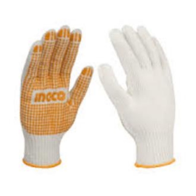 Picture of Yellow PVC single Dotted Bleach Cotton knit work Gloves 1 Pair