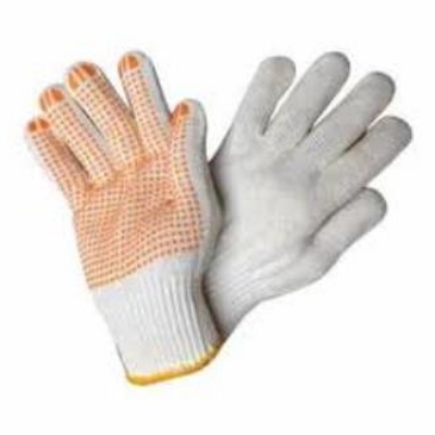 Picture of Yellow PVC single Dotted Bleach Cotton knit work Gloves 1 Pair