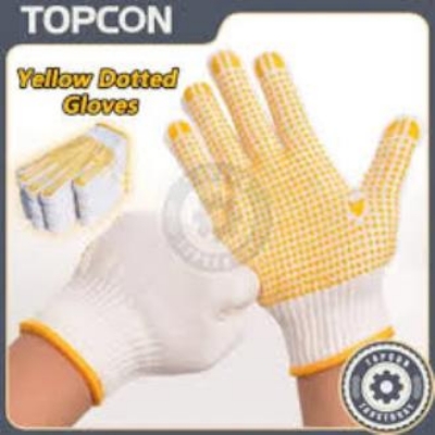 Picture of Yellow PVC single Dotted Bleach Cotton knit work Gloves 1 Pair