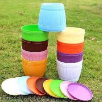 Picture of Colorful Flower Pots 3 Inchi(7.5cm) 10 pcs with nice tray