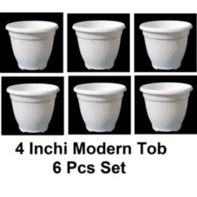 Picture of Flower Pot-4 inchi modern tob White 6 pcs