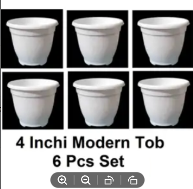 Picture of Flower Pot-4 inchi modern tob White 6 pcs