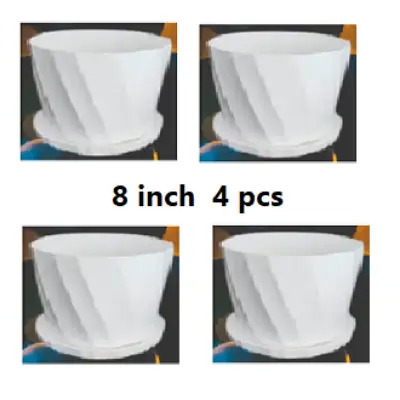 Picture of Bp Camellia 8 Inchi planter white with tray 4 pcs