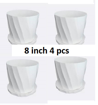 Picture of Bp Camellia 8 Inchi planter white with tray 4 pcs