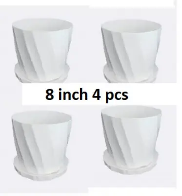 Picture of Bp Camellia 8 Inchi planter white with tray 4 pcs