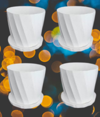 Picture of Camelia White Planter 6 Inchi 4 Pcs with Tray