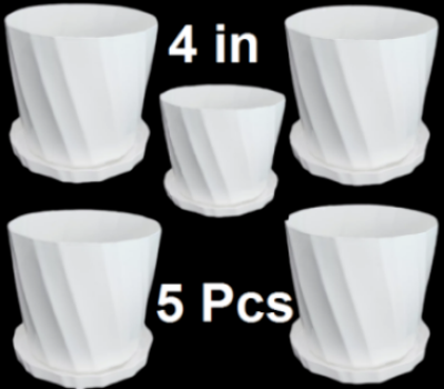 Picture of Bp Camelia Planters White 4 Inchi set of 5 pcs With Tray