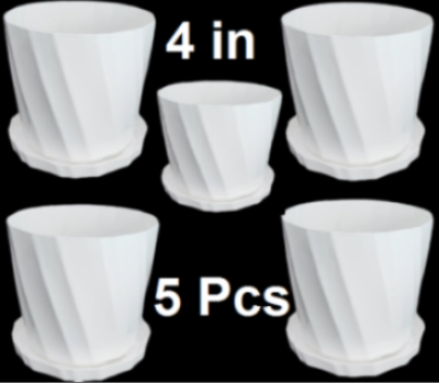 Picture of Bp Camelia Planters White 4 Inchi set of 5 pcs With Tray