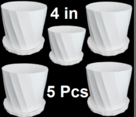 Picture of Bp Camelia Planters White 4 Inchi set of 5 pcs With Tray