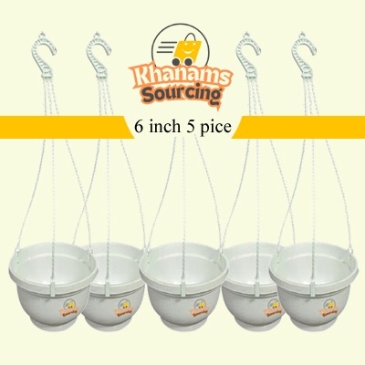 Picture of 6 inch white  hanging pot  5 pcs