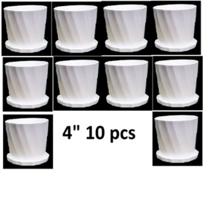 Picture of Bp Camelia Planters White 4 Inchi set of 10 pcs With Tray
