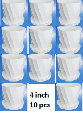 Picture of Bp Camelia Planters White 4 Inchi set of 10 pcs With Tray