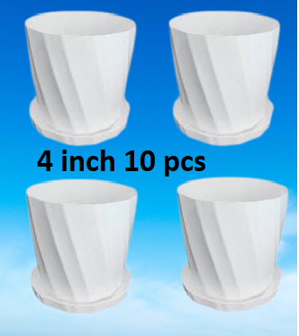 Picture of Bp Camelia Planters White 4 Inchi set of 10 pcs With Tray