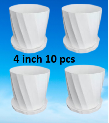 Picture of Bp Camelia Planters White 4 Inchi set of 10 pcs With Tray