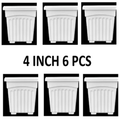 Picture of 4 Inch Khandani Square Planter  white coler Bp - (6 pcs set )