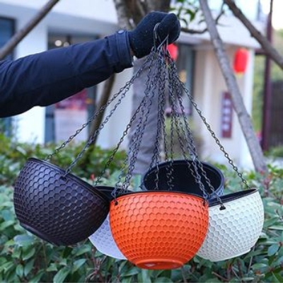 Picture of Honeycomb rattan hanging plastic flower pot European style Chlorophytum pot wall-hung basin indoor hanging basket 1pcs