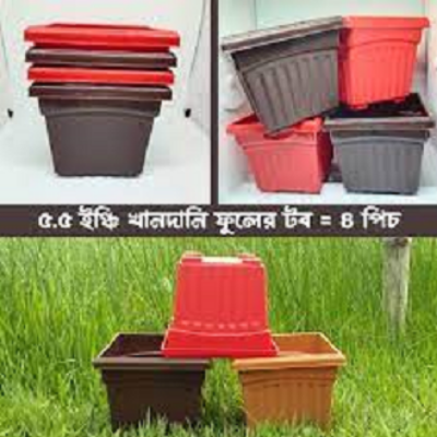 Picture of (5.5 inch 4 pcs) bp plastic khandani square planter  tub