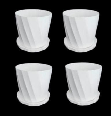 Picture of Bp Camelia Planters White 4 Inchi set of 8 pcs With Tray