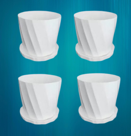 Picture of Bp Camelia Planters White 4 Inchi set of 8 pcs With Tray