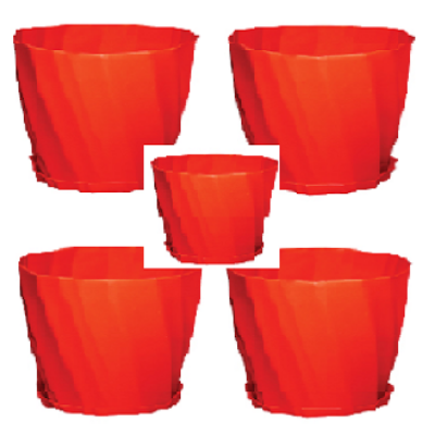 Picture of 5 inch - BP  plastic cameliya planter  4 pcs with tray