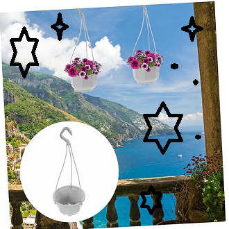 Picture of Balcony Plant Pot Home Garden Flower Planter Hanging Plastic Pot   5 pcs