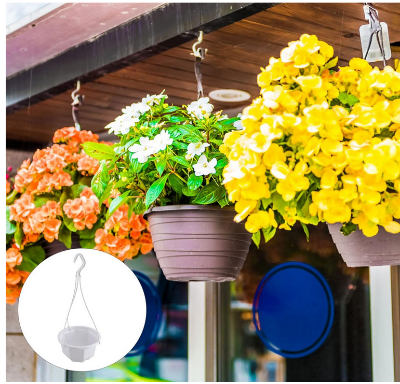 Picture of Balcony Plant Pot Home Garden Flower Planter Hanging Plastic Pot   5 pcs