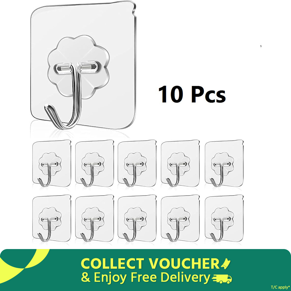 Picture of Hook 10 Pcs Transparent Stainless Steel Strong Self Adhesive Hooks Key Storage Hanger Yao Store