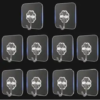 Picture of Hook 10 Pcs Transparent Stainless Steel Strong Self Adhesive Hooks Key Storage Hanger Yao Store