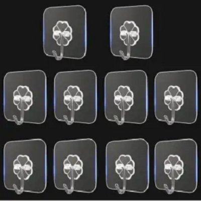 Picture of Hook 10 Pcs Transparent Stainless Steel Strong Self Adhesive Hooks Key Storage Hanger Yao Store