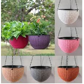 Picture of Honeycomb rattan hanging plastic flower pot European style Chlorophytum pot wall-hung basin indoor hanging basket(21cm)1pcs