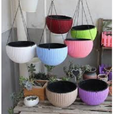 Picture of Honeycomb rattan hanging plastic flower pot European style Chlorophytum pot wall-hung basin indoor hanging basket(21cm)1pcs