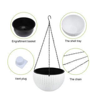 Picture of Honeycomb rattan hanging plastic flower pot European style Chlorophytum pot wall-hung basin indoor hanging basket(21cm)1pcs