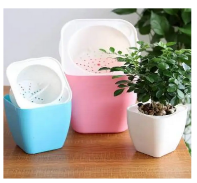 Picture of নতুন ঘন অলস ফুলের পট, স্বয়ংক্রিয় জল এবং সাকশন বেসিন, প্লাস্টিকের হাইড্রোপোনিক সবুজ মুলা ডেস্কটপ গাছের ফুলের পট 1 পিস