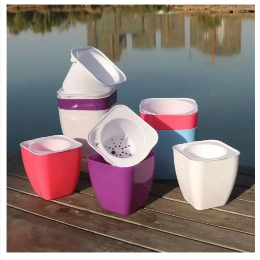 Picture of নতুন ঘন অলস ফুলের পট, স্বয়ংক্রিয় জল এবং সাকশন বেসিন, প্লাস্টিকের হাইড্রোপোনিক সবুজ মুলা ডেস্কটপ গাছের ফুলের পট 1 পিস