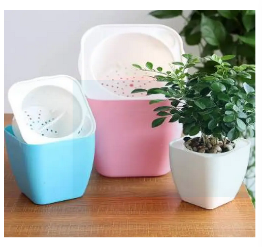 Picture of নতুন ঘন অলস ফুলের পট, স্বয়ংক্রিয় জল এবং সাকশন বেসিন, প্লাস্টিকের হাইড্রোপোনিক সবুজ মুলা ডেস্কটপ গাছের ফুলের পট 1 পিস