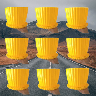 Picture of 8 Inchi Yellow Flower Planter with tray 10 Pcs