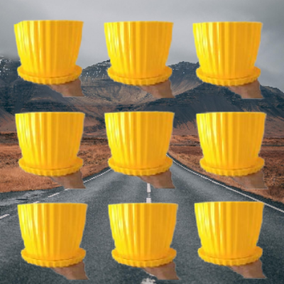 Picture of 8 Inchi Yellow Flower Planter with tray 10 Pcs