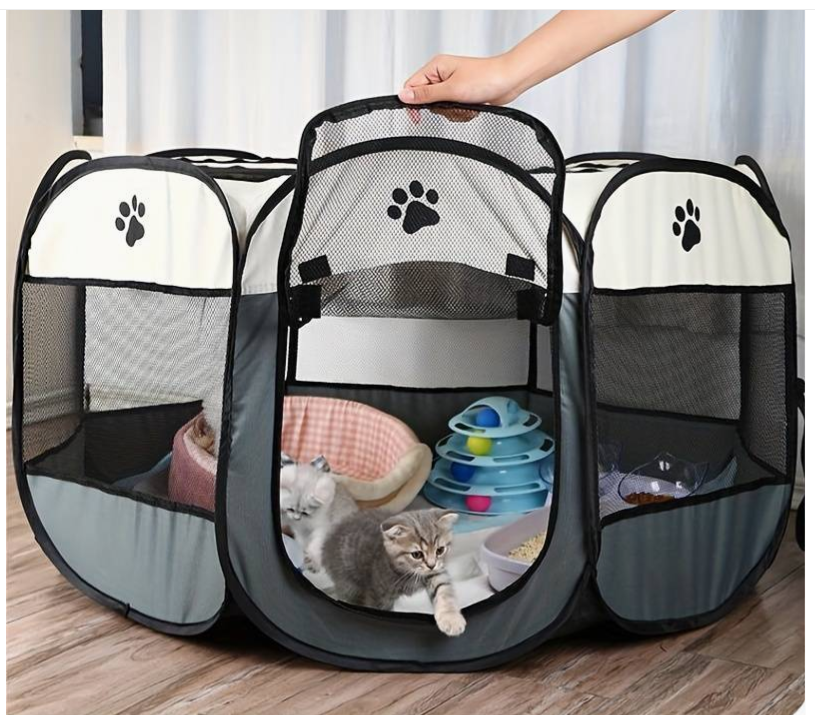 Picture of LongtimeUSA Portable Foldable Pet Puppy Playpen - Indoor Outdoor with Water Resistant Removable Shade Cover for Dog Cat Rabbit (Large)