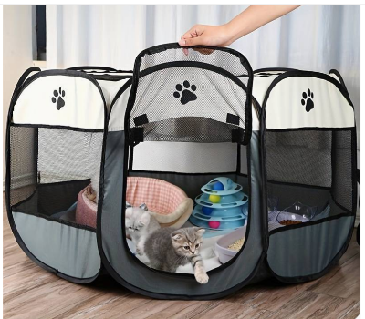 Picture of LongtimeUSA Portable Foldable Pet Puppy Playpen - Indoor Outdoor with Water Resistant Removable Shade Cover for Dog Cat Rabbit (Large)